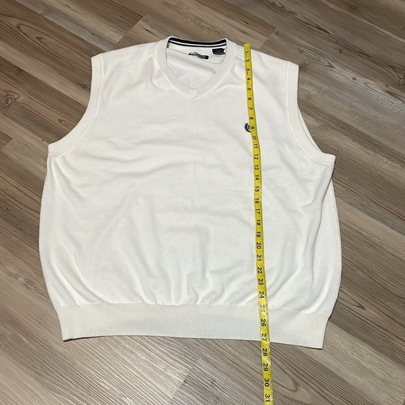 Chaps Cotton V-Neck Golf Vest Sweater Cream Mens XXL Classic Grand dad - Picture 7 of 11